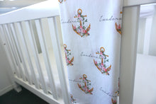 Load image into Gallery viewer, Floral Nautical Swaddling Blanket