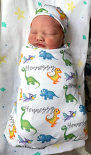 Load image into Gallery viewer, Colourful Dino’s Swaddling Blanket