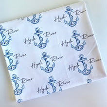 Load image into Gallery viewer, Blue Nautical Swaddling Blanket