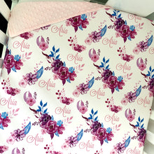 Load image into Gallery viewer, Endless Purple Floral Cot Minky Comforter Blanket