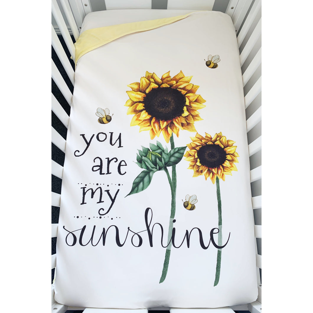 ‘You are my sunshine’ cot size minky blanket