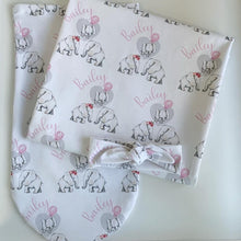 Load image into Gallery viewer, Elephant family Birth Announcement Set