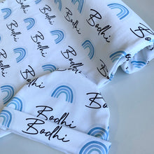 Load image into Gallery viewer, Blue Rainbow Swaddling Blanket