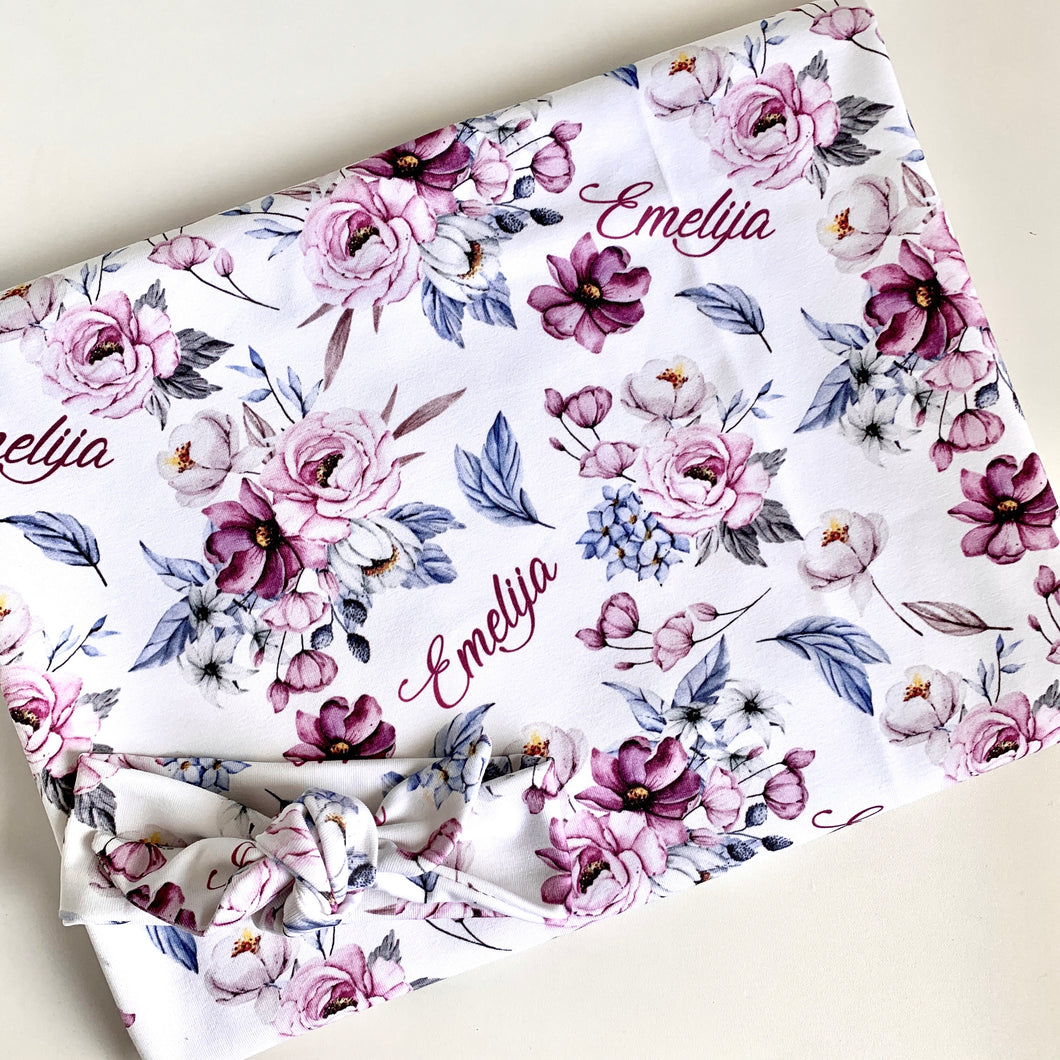 Peony Field Birth Announcement Set