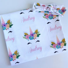 Load image into Gallery viewer, Rainbow Unicorn Swaddling Blanket