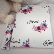Load image into Gallery viewer, Purple Floral Cot Minky Comforter Blanket