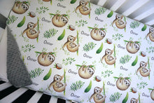 Load image into Gallery viewer, Sloth Cot Minky Comforter Blanket