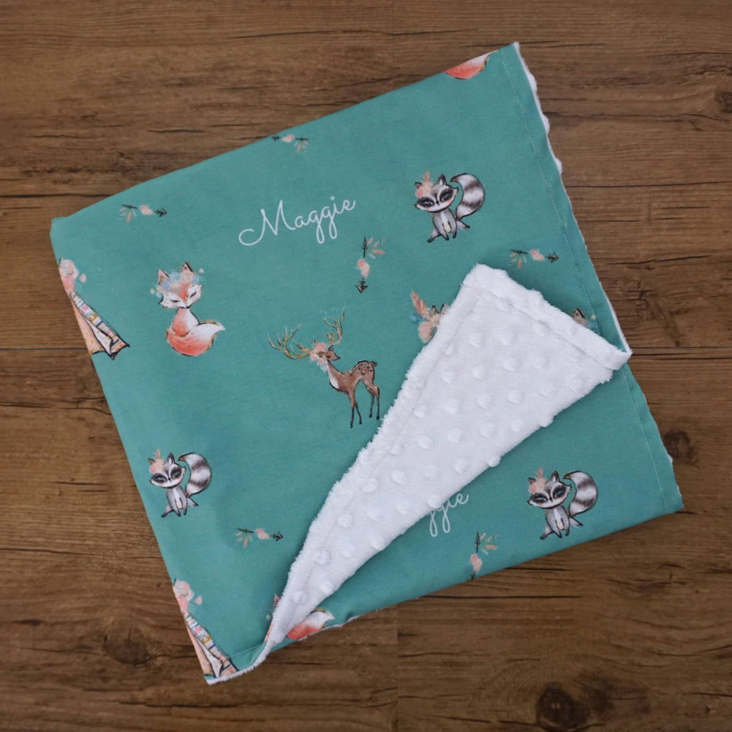 Fox & Teepee Cot Minky Comforter Blanket